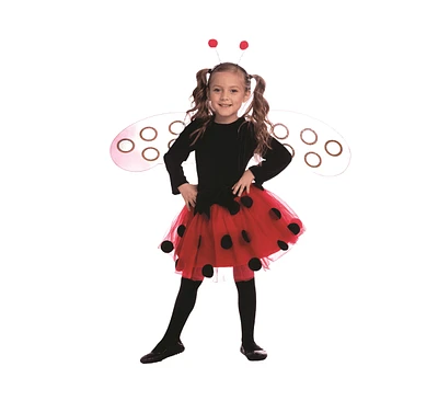 Dress Up America Ladybug Dress, Wings & Headband Costume Set - Kids Girls