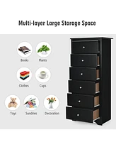 Sugift 6 Drawers Chest Dresser Clothes Storage Bedroom Furniture Cabinet