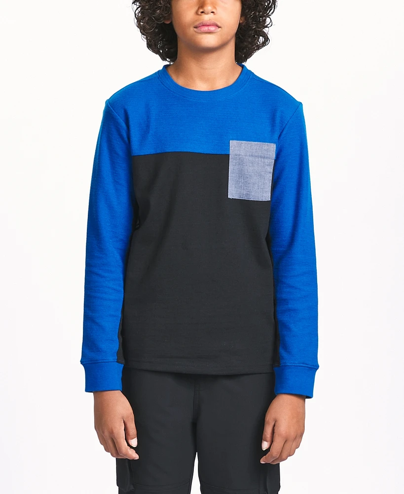 Sovereign Code Big Boys Textured Color Blocked Long Sleeve Tee