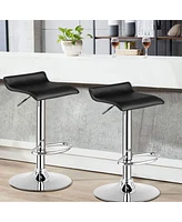 Sugift Set of 2 Modern Design Adjustable Pu Leather Backless Bar Stools