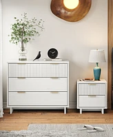 Manhattan Comfort 2-Piece Granville Solid Pine Wood 3-Drawer Standard Dresser and 2-Drawer Nightstand Set