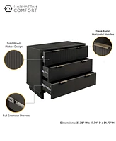 Manhattan Comfort 2-Piece Granville Solid Pine Wood 3-Drawer Standard Dresser and 2-Drawer Nightstand Set