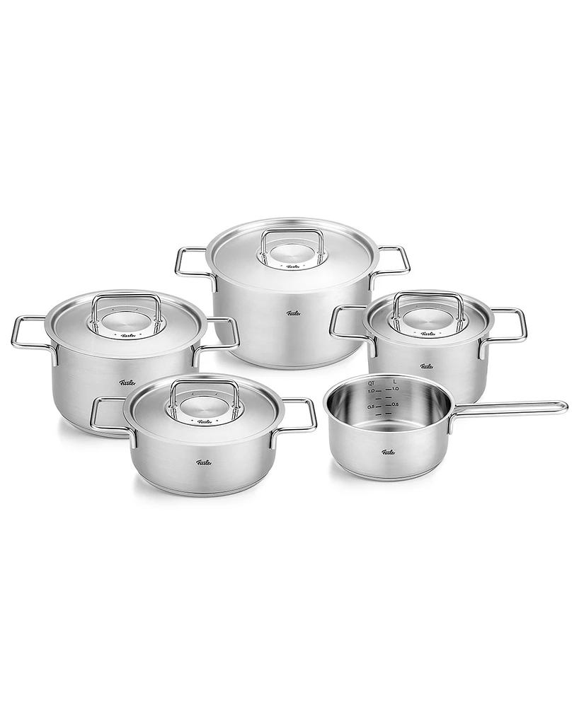 Fissler Pure Collection Stainless Steel 9 Piece Cookware Set with Metal Lids