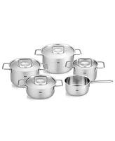 Fissler Pure Collection Stainless Steel 9 Piece Cookware Set with Metal Lids