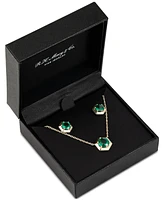 2-Pc. Set Lab-Created Emerald Solitaire Pendant Necklace & Matching Stud Earrings (2-3/4 ct. t.w.) in 14k Gold-Plated Sterling Silver