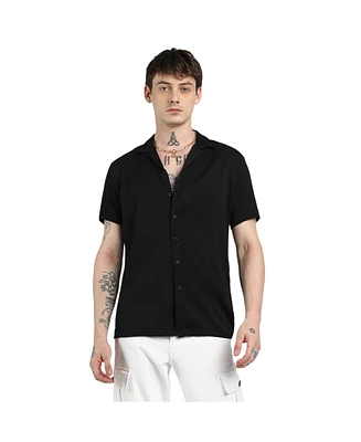 Campus Sutra Men's Onyx Black Creased Shirt