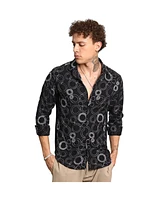 Campus Sutra Men's Midnight Black Circular-Lined Shirt