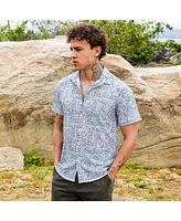 Men's Cream White & Indigo Blue Contrast Hazy Shirt