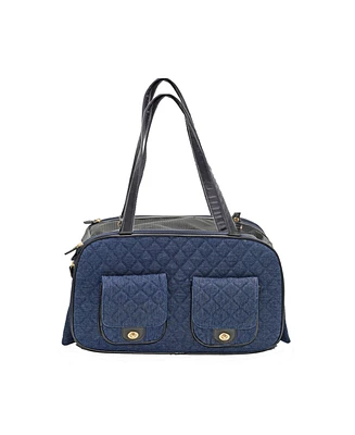 A Pet with Paws Edgar Quilted Denim Pet Carrier