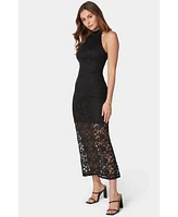 Bebe Women's Lace Mock Neck Maxi Dress