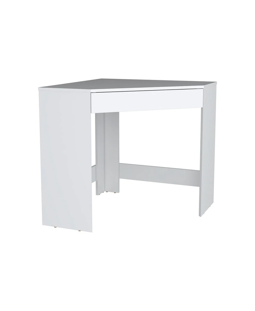 Depot E-Shop Savoy White Corner Desk with Compact Design and Drawer