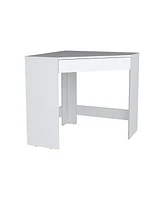 Depot E-Shop Savoy White Corner Desk with Compact Design and Drawer