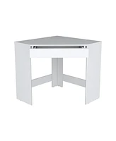 Depot E-Shop Savoy White Corner Desk with Compact Design and Drawer