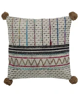 Ihi Home Embroidered Pillow Natural