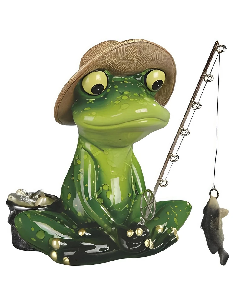 Fc Design 6"W Frog Fishing Figurine Decoration Home Decor Perfect Gift for House Warming, Holidays and Birthdays