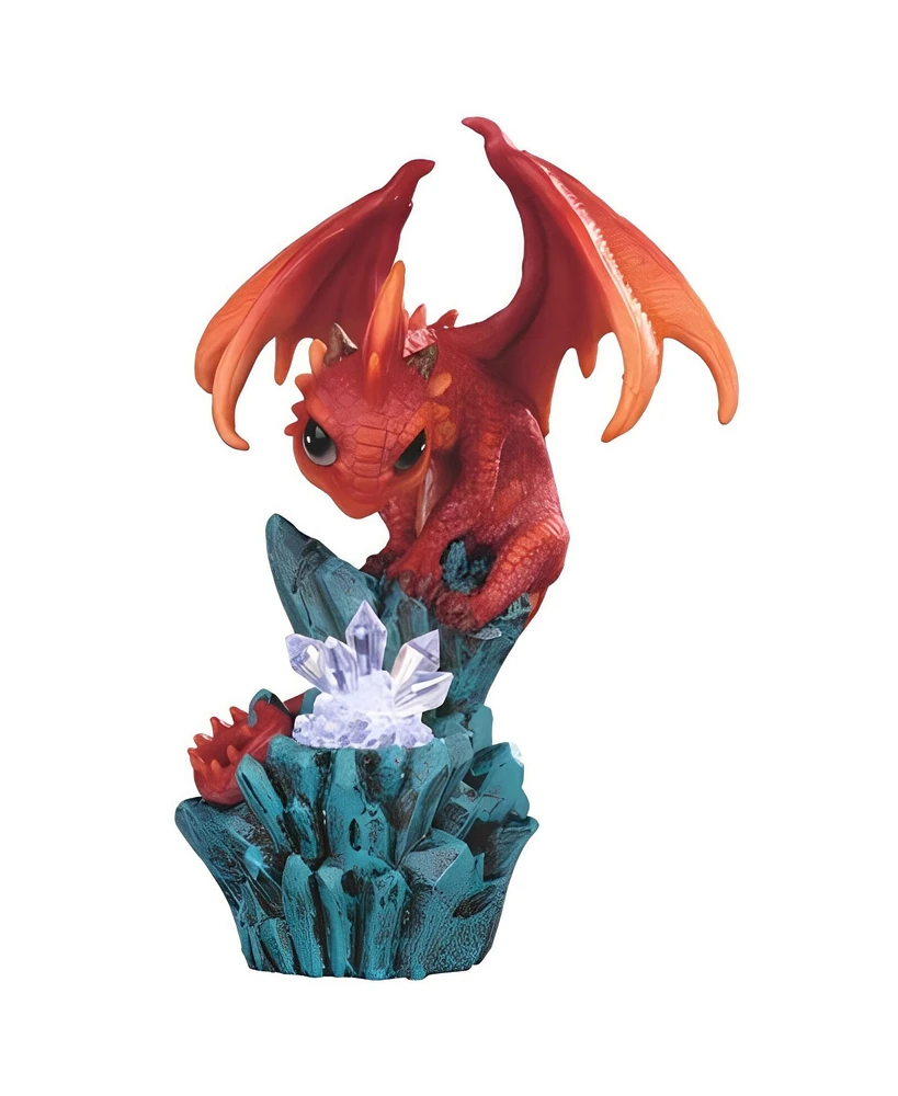 Fc Design 7.5"H Red Led Cute Dragon on Rocks Figurine Decoration Home Decor Perfect Gift for House Warming, Holidays and Birthdays