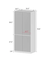 Famapy White High Gloss Mirrored Doors Wardrobe Armoires with Mirror Doors