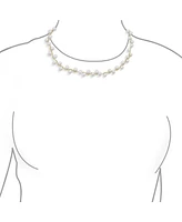 Bling Jewelry Delicate Multi Staggered Cultured White Baroque Pearl Strands Necklace Choker Intertwined Chain 18K Yellow Gold Plated 14 Inch Adjustabl