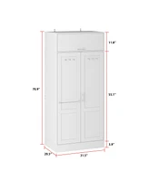 Famapy Bedroom Wardrobe Two-floor Space Armoire Closet Cabinet with Hooks