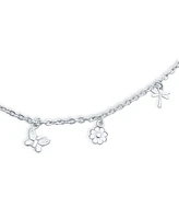 Bling Jewelry Nature Garden Multi Dangle Charm Butterfly Anklet Foot Ankle Bracelet For Women .925 Sterling Silver Adjustable 9 To 10 Inch