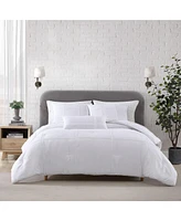 City Scene Solid Microfiber White 4 Piece Duvet Cover Set-King