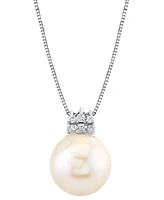 Cultured Freshwater Pearl (12mm) & Diamond (1/8 ct. t.w.) 18" Pendant Necklace in 14k White Gold