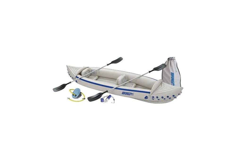 Sea Eagle 370 Deluxe 2 Person Inflatable Portable Sport Kayak & Paddles (2 Pack)