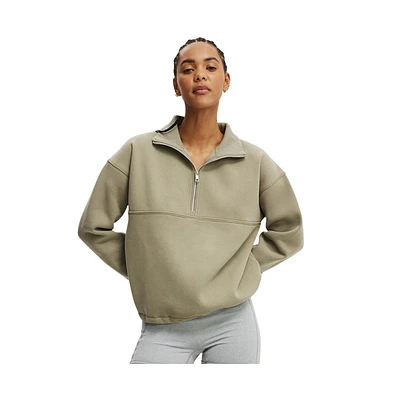 Cotton On Women's Plush Essential Half Zip Jumper