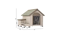 Slickblue Outdoor Fir Wood Dog House with Open Roof – Weather-Resistant and Ventilated