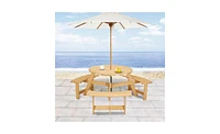 Slickblue Outdoor 6-Person Round Picnic Table with 3 Built-in Benches