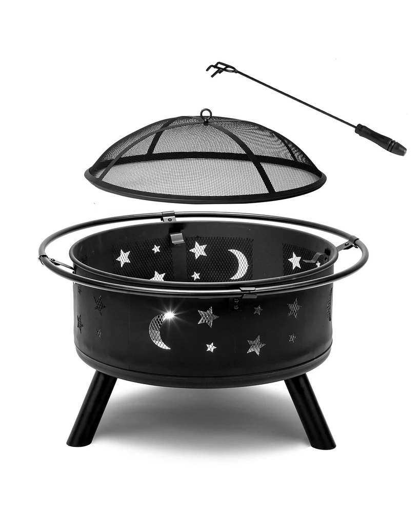 Slickblue 30-Inch Black Metal Fire Pit: Durable Outdoor Fire Bowl for Backyard & Patio