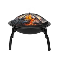 Slickblue 22" Four - legged Folding Iron Brazier Wood Burning Fire Pit Decoration for Backyard Poolside