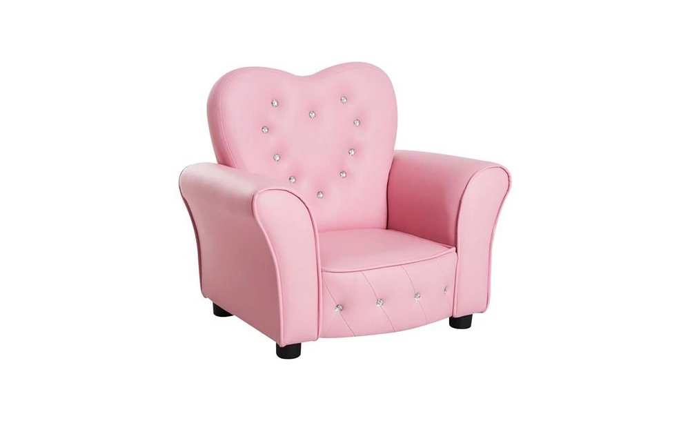 Slickblue Kids' Tufted Upholstered Sofa Chair Princess Couch with Diamond Decoration for Toddlers