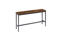 Long Bar Table Set with 3 Pu Leather Upholstered Bar Stools for Modern Home or Kitchen