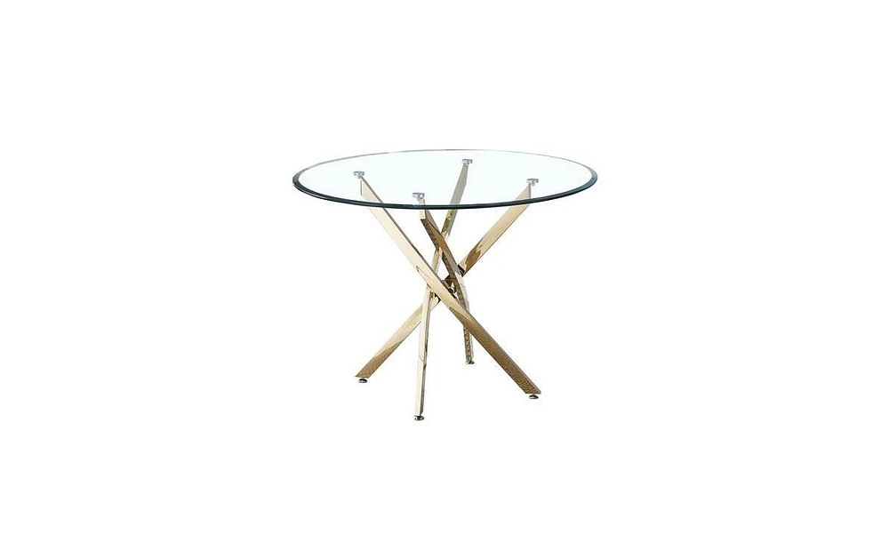 Slickblue Contemporary Round Tempered Glass Dining Table for Elegant Dining Spaces