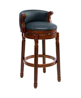 Slickblue Leather Top Wooden Bar Stools – Rustic and Stylish Bar Seating