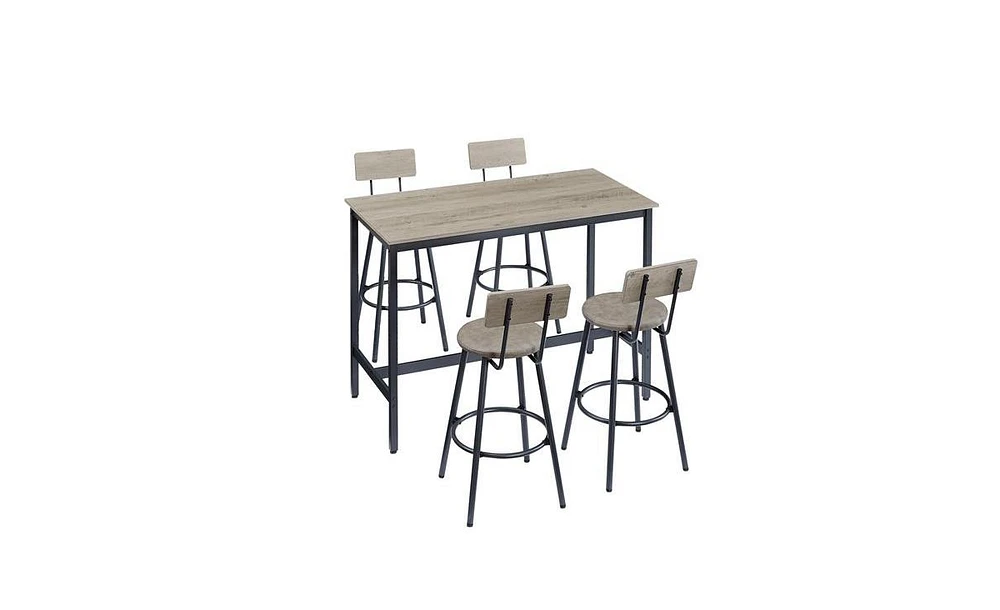 Slickblue 5-Piece Pub High Dining Table Set with Chairs for Contemporary Home or Bar Area