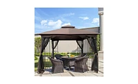 Slickblue 10x10 Outdoor Patio Gazebo Canopy Tent with Ventilated Roof and Mosquito Netting for Insect Protection