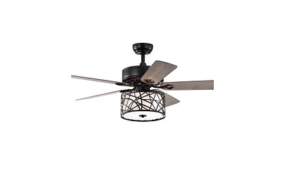 Slickblue 52'' Low Profile Ceiling Fan with Lights (Bulb Not Included) – Dark Wood Blades