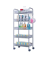 Slickblue Five-Layer Removable Storage Cart with Honeycomb Mesh Style Versatile and Stylish Organization