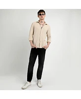 Campus Sutra Men's Beige Ripple Box Shirt