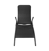 vidaXL Folding Sun Lounger Poly Rattan