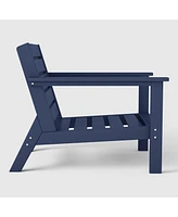 WestinTrends Outdoor Modern Hdpe Patio Navy Blue Club Chair with Deep Seat Cushions
