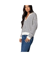 Edikted Women's Copenhagen Oversized Striped Sweater - Navy-and