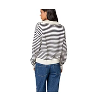 Edikted Women's Copenhagen Oversized Striped Sweater - Navy-and