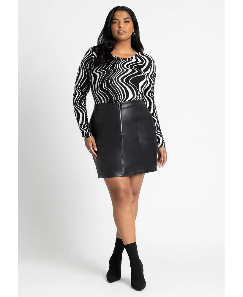 Eloquii Plus Faux Leather Mini Skirt With Zipper