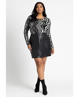 Eloquii Plus Faux Leather Mini Skirt With Zipper