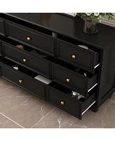 Homsee Modern Red Brown 9-Drawer Wooden hest of Drawers