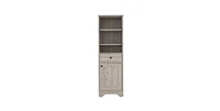 Depot E-Shop Norwalk Linen Single Door Cabinet, Three External Shelves, One Drawer, Two Interior Shelves, Light Gray