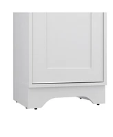 Norwalk 55H" Linen Single Door Cabinet, Three External Shelves, One Drawer, Two Interior Shelves
